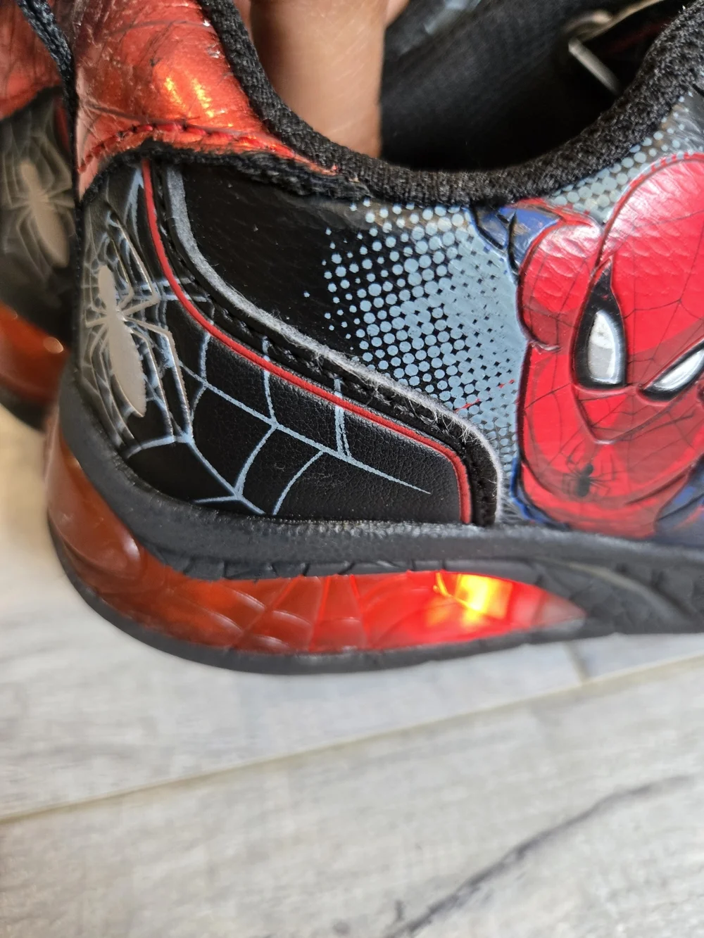 Marvel Spider-Man Light Up Black and Red Kids Velcro Sneakers